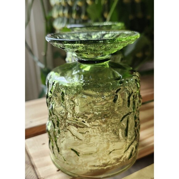 Avocado Green Vintage Squat Footed Tumblers Milano Anchor Hocking Glass - Picture 8 of 9